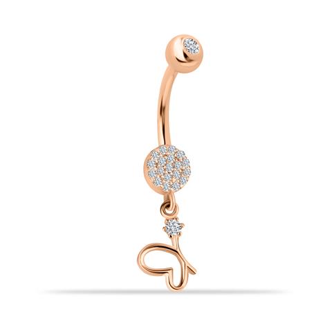 14 Ayar Altın Taşlı Kelebek Sallantılı Göbek Piercing - 3