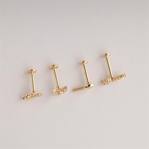 Dianora Piercing-14 Ayar Altın Taşlı Kelebek Tragus Piercing-Tragus Piercing-8-Milagron.com