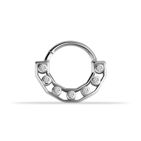 14 Ayar Altın Taşlı Köşeli Minimal Halka Piercing