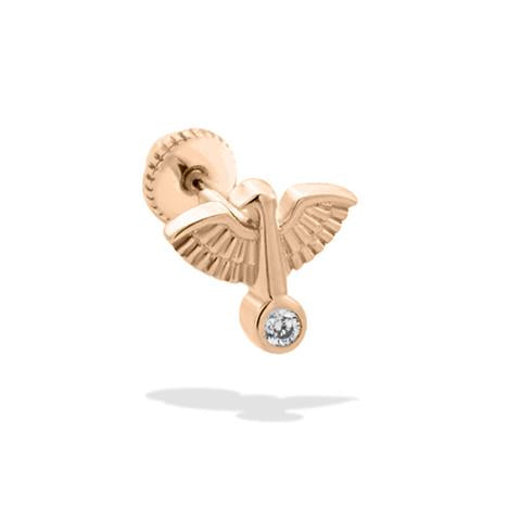 Dianora Piercing-14 Ayar Altın Taşlı Kuş Helix Kıkırdak Piercing-Helix Piercing-3-Milagron.com