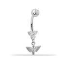 14 Ayar Altın Taşlı Kuş Sallantılı Göbek Piercing - 3