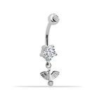 14 Ayar Altın Taşlı Kuş Sallantılı Göbek Piercing - 3