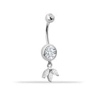 14 Ayar Altın Taşlı Lotus Çiçek Sallantılı Göbek Piercing