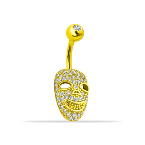 14 Ayar Altın Taşlı Maske Göbek Piercing