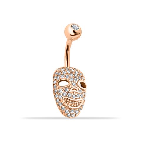 14 Ayar Altın Taşlı Maske Göbek Piercing