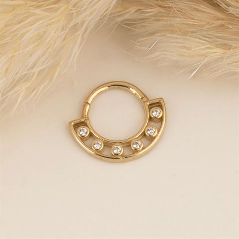 14 Ayar Altın Taşlı Minimal Halka Piercing
