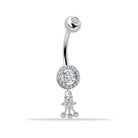 14 Ayar Altın Taşlı Sallantılı Göbek Piercing