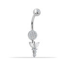 14 Ayar Altın Taşlı Sallantılı Göbek Piercing - 3