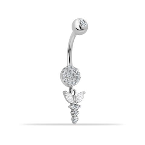 14 Ayar Altın Taşlı Sallantılı Göbek Piercing - 3