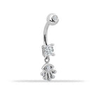 14 Ayar Altın Taşlı Sallantılı Göbek Piercing - 4