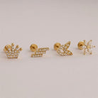 Dianora Piercing-14 Ayar Altın Taşlı Taç Helix Kıkırdak Piercing-Helix Piercing-8-Milagron.com