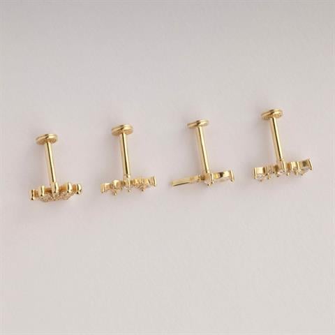 Dianora Piercing-14 Ayar Altın Taşlı Taç Tragus Piercing-Tragus Piercing-11-Milagron.com