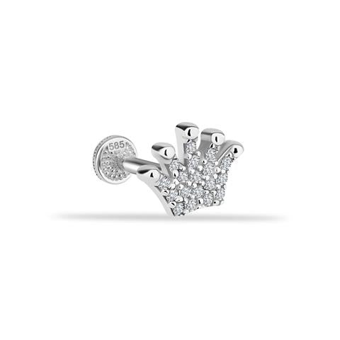 Dianora Piercing-14 Ayar Altın Taşlı Taç Tragus Piercing-Tragus Piercing-3-Milagron.com