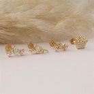 Dianora Piercing-14 Ayar Altın Taşlı Taç Tragus Piercing-Tragus Piercing-8-Milagron.com