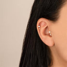Dianora Piercing-14 Ayar Altın Taşlı Tragus Piercing-Tragus Piercing-4-Milagron.com