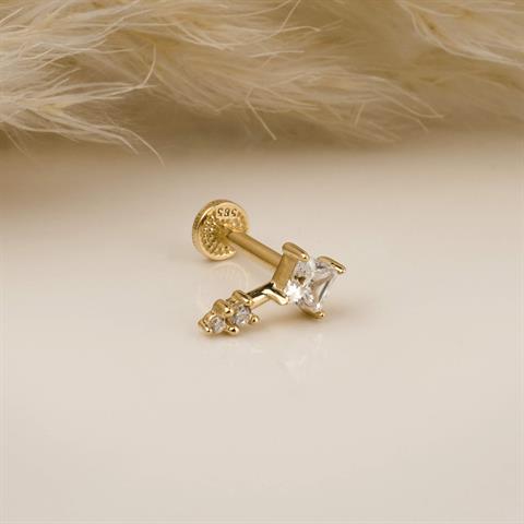 Dianora Piercing-14 Ayar Altın Taşlı Tragus Piercing-Tragus Piercing-5-Milagron.com