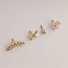 Dianora Piercing-14 Ayar Altın Taşlı Yay Minimal Tragus Piercing-Tragus Piercing-11-Milagron.com