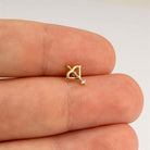 Dianora Piercing-14 Ayar Altın Taşlı Yay Minimal Tragus Piercing-Tragus Piercing-7-Milagron.com