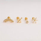 Dianora Piercing-14 Ayar Altın Taşlı Yay Minimal Tragus Piercing-Tragus Piercing-9-Milagron.com