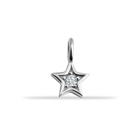 14 Ayar Altın Taşlı Yıldız Motifli Minimal Charm