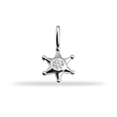 14 Ayar Altın Taşlı Yıldız Motifli Minimal Charm