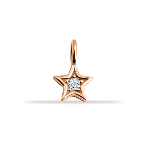 14 Ayar Altın Taşlı Yıldız Motifli Minimal Charm