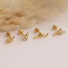 Dianora Piercing-14 Ayar Altın Taşlı Yusufçuk Helix Kıkırdak Piercing-Helix Piercing-6-Milagron.com