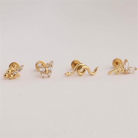 Dianora Piercing-14 Ayar Altın Taşlı Yusufçuk Helix Kıkırdak Piercing-Helix Piercing-7-Milagron.com