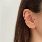 Dianora Piercing-14 Ayar Altın Tek Lacivert Taşlı Minimal Tragus Piercing-Tragus Piercing-4-Milagron.com