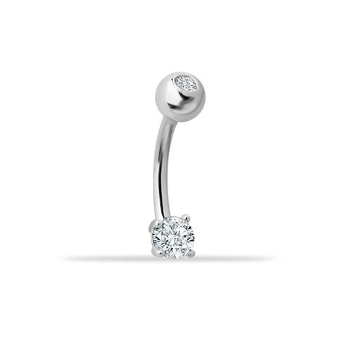 14 Ayar Altın Tek Taşlı Göbek Piercing