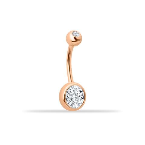 14 Ayar Altın Tek Taşlı Göbek Piercing