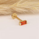 Dianora Piercing-14 Ayar Altın Turuncu Baget Taşlı Minimal Tragus Piercing-Renkli Taşlar Koleksiyonu-3-Milagron.com
