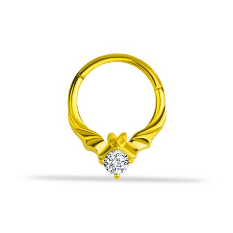 14 Ayar Altın Yarasa Motifli Minimal Halka Piercing