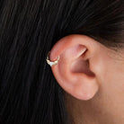14 Ayar Altın Yarasa Motifli Minimal Halka Piercing