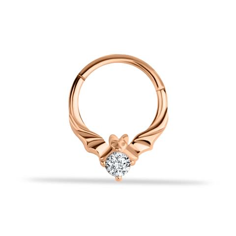 14 Ayar Altın Yarasa Motifli Minimal Halka Piercing
