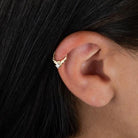 14 Ayar Altın Yarasa Motifli Minimal Halka Piercing