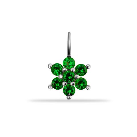 14 Ayar Altın Yeşil Taşlı Çiçek Minimal Charm