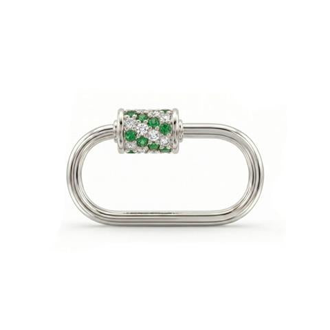 14 Ayar Altın Yeşil Taşlı İNce Charm Kilidi Carabiner