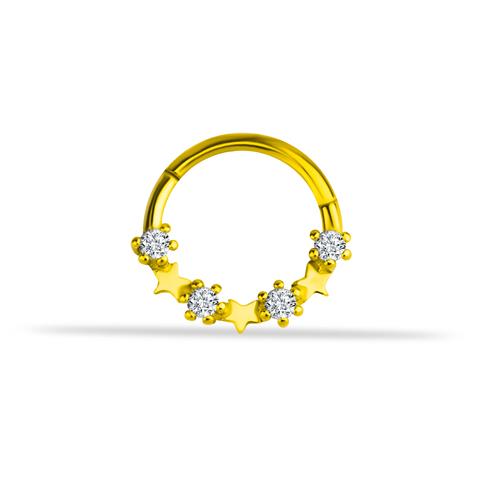 14 Ayar Altın Yıldız Motifli Minimal Halka Piercing