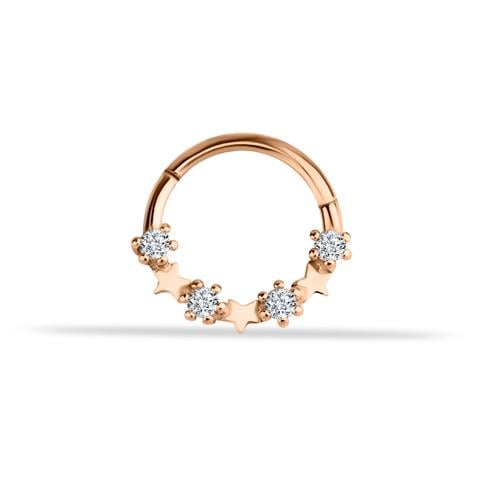 14 Ayar Altın Yıldız Motifli Minimal Halka Piercing