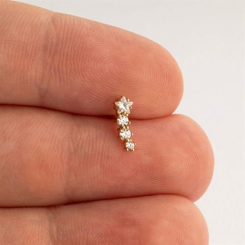 Dianora Piercing-14 Ayar Altın Yıldız Taşlı Helix Kıkırdak Piercing-Helix Piercing-5-Milagron.com