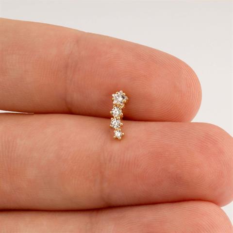 Dianora Piercing-14 Ayar Altın Yıldız Taşlı Tragus Piercing-Tragus Piercing-7-Milagron.com