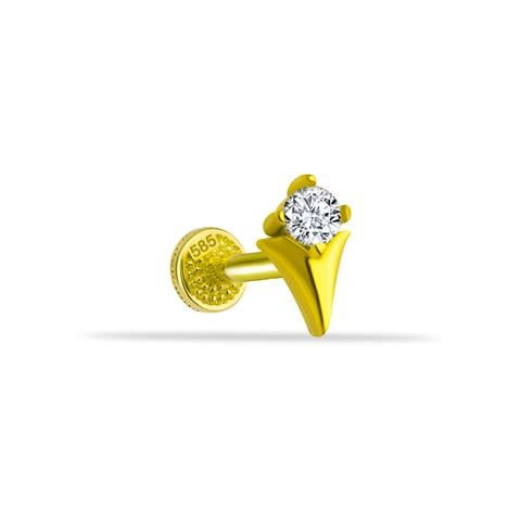 Dianora Piercing-14 Ayar Altın Zarafet İğnesi Tragus Piercing-Tragus Piercing-1-Milagron.com