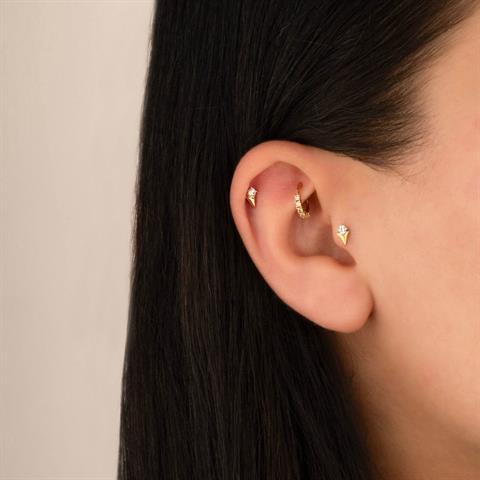Dianora Piercing-14 Ayar Altın Zarafet İğnesi Tragus Piercing-Tragus Piercing-4-Milagron.com