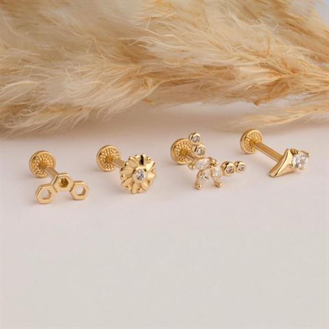 Dianora Piercing-14 Ayar Altın Zarafet İğnesi Tragus Piercing-Tragus Piercing-6-Milagron.com
