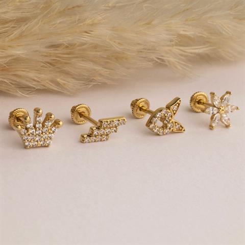 Dianora Piercing-14 Ayar Altın Zikzak Helix Kıkırdak Piercing-Helix Piercing-6-Milagron.com