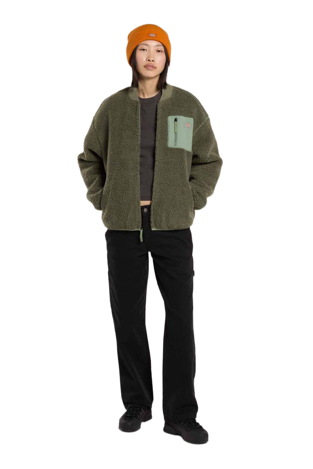 Dickies-Central Sherpa Bomber Kadın Yeşil Peluş Mont-Mont-1-Milagron.com