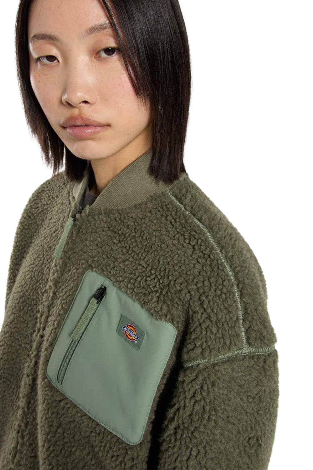 Dickies-Central Sherpa Bomber Kadın Yeşil Peluş Mont-Mont-4-Milagron.com