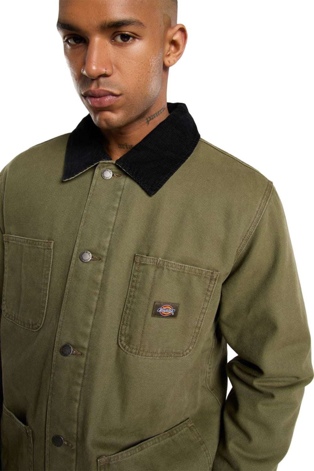 Dickies-Chore Jacket Lined Erkek Yeşil Kanvas Mont-Mont-4-Milagron.com