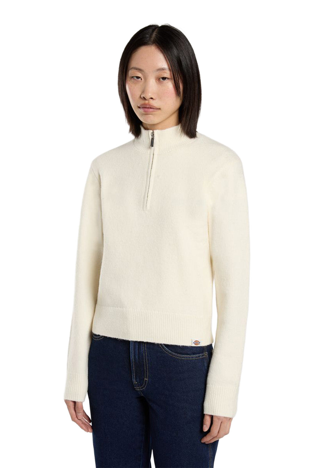 Dickies-Ruston Qz Yarım Fermuarlı Kırık Beyaz Kadın Yün Kazak-Kazak & Triko-2-Milagron.com